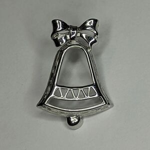 Avon Vintage Silver Tone Bell Pin Brooch Winter Holiday Christmas Jewelry